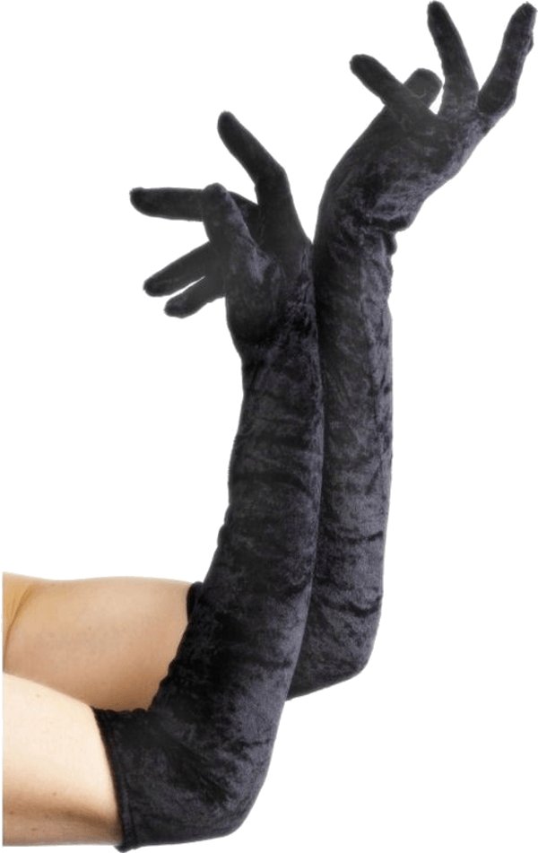 Long Black VELVET Gloves - Simply Fancy Dress