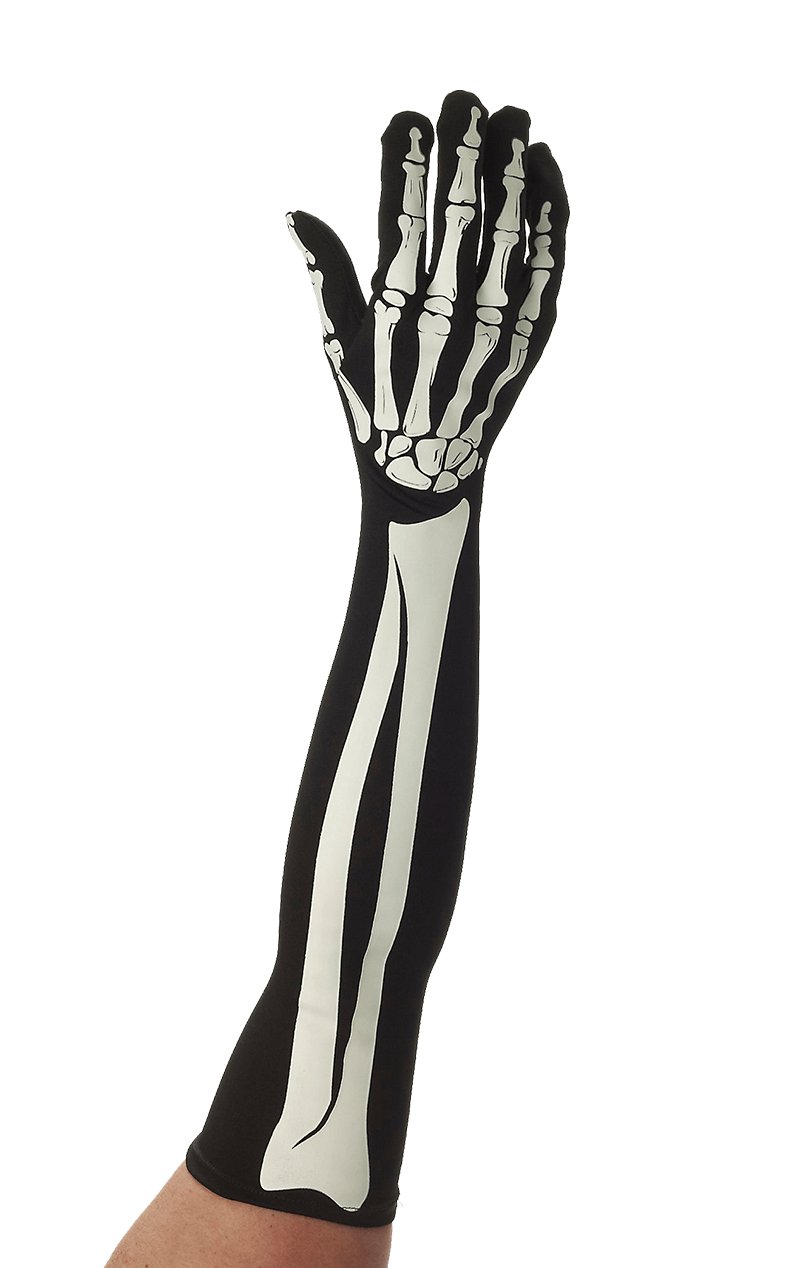 Long Skeleton Gloves - Simply Fancy Dress