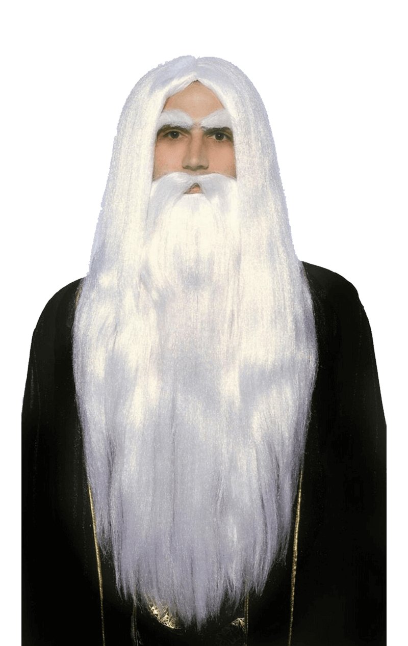 Magician White Wig & Beard Set - Simply Fancy Dress