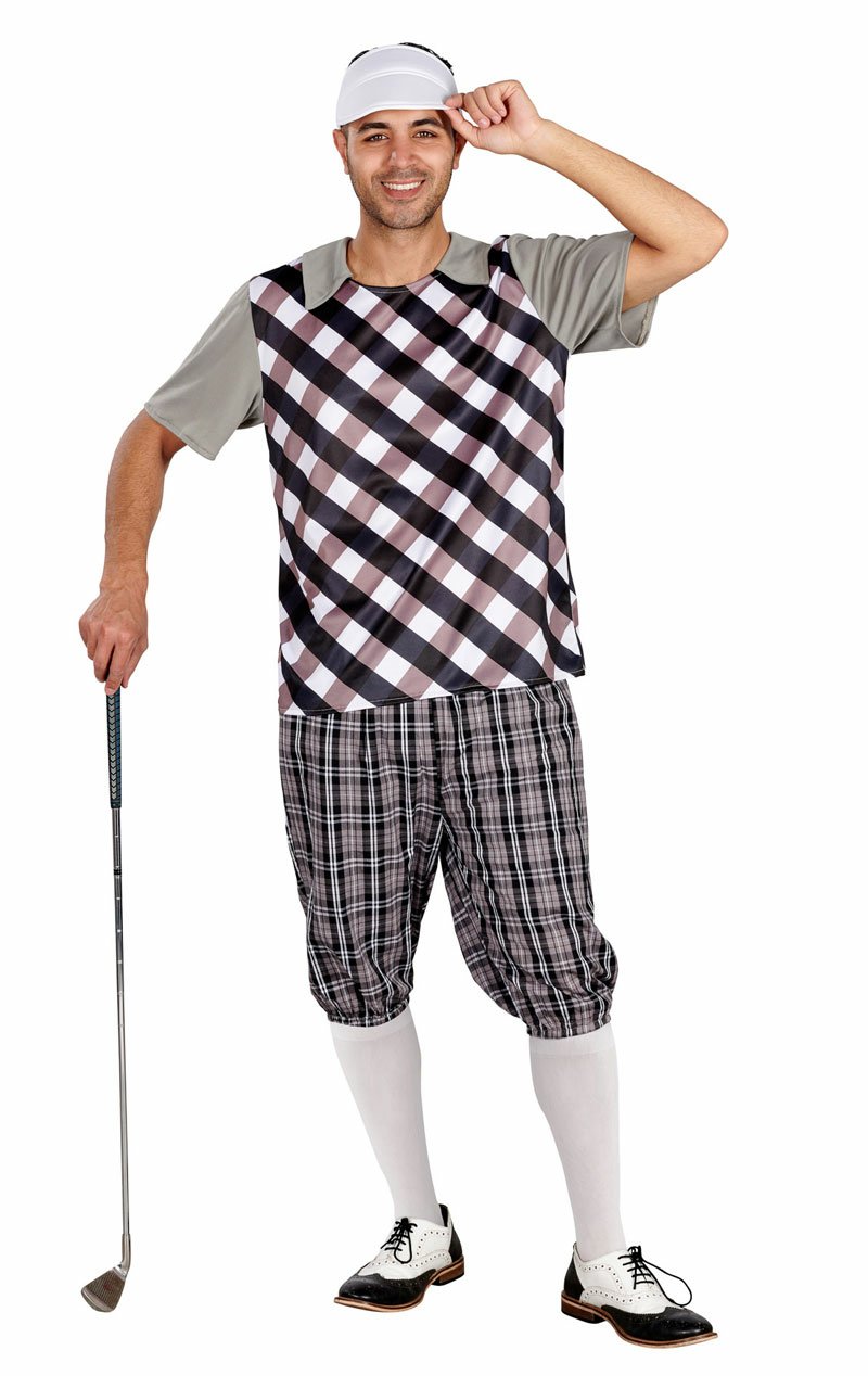 Male Golfer Costume (Black & White) - Simply Fancy Dress