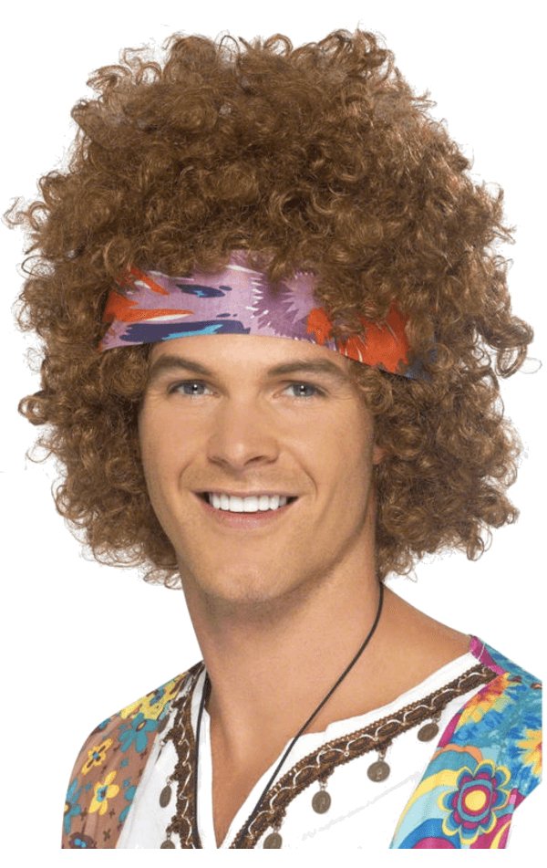 Mens 70s Afro Wig with Headscarf - Simply Fancy Dress