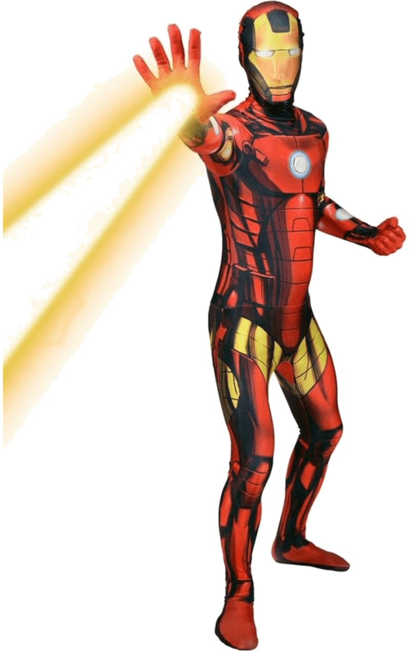 Mens Deluxe Iron Man Morphsuit With Zapper Costume - Simply Fancy Dress