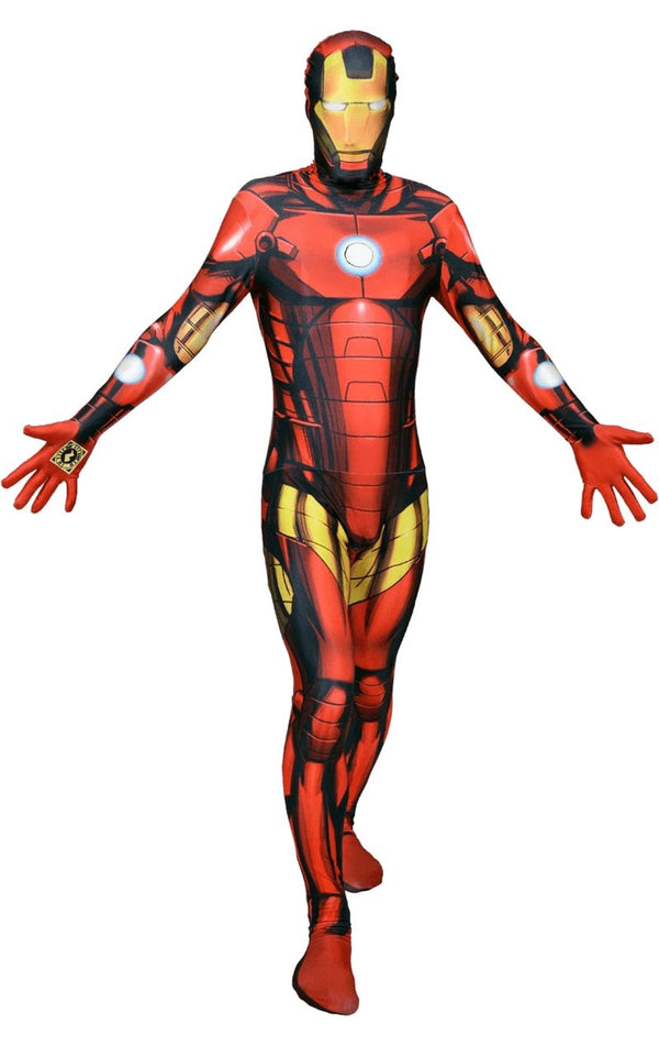 Mens Deluxe Iron Man Morphsuit With Zapper Costume - Simply Fancy Dress