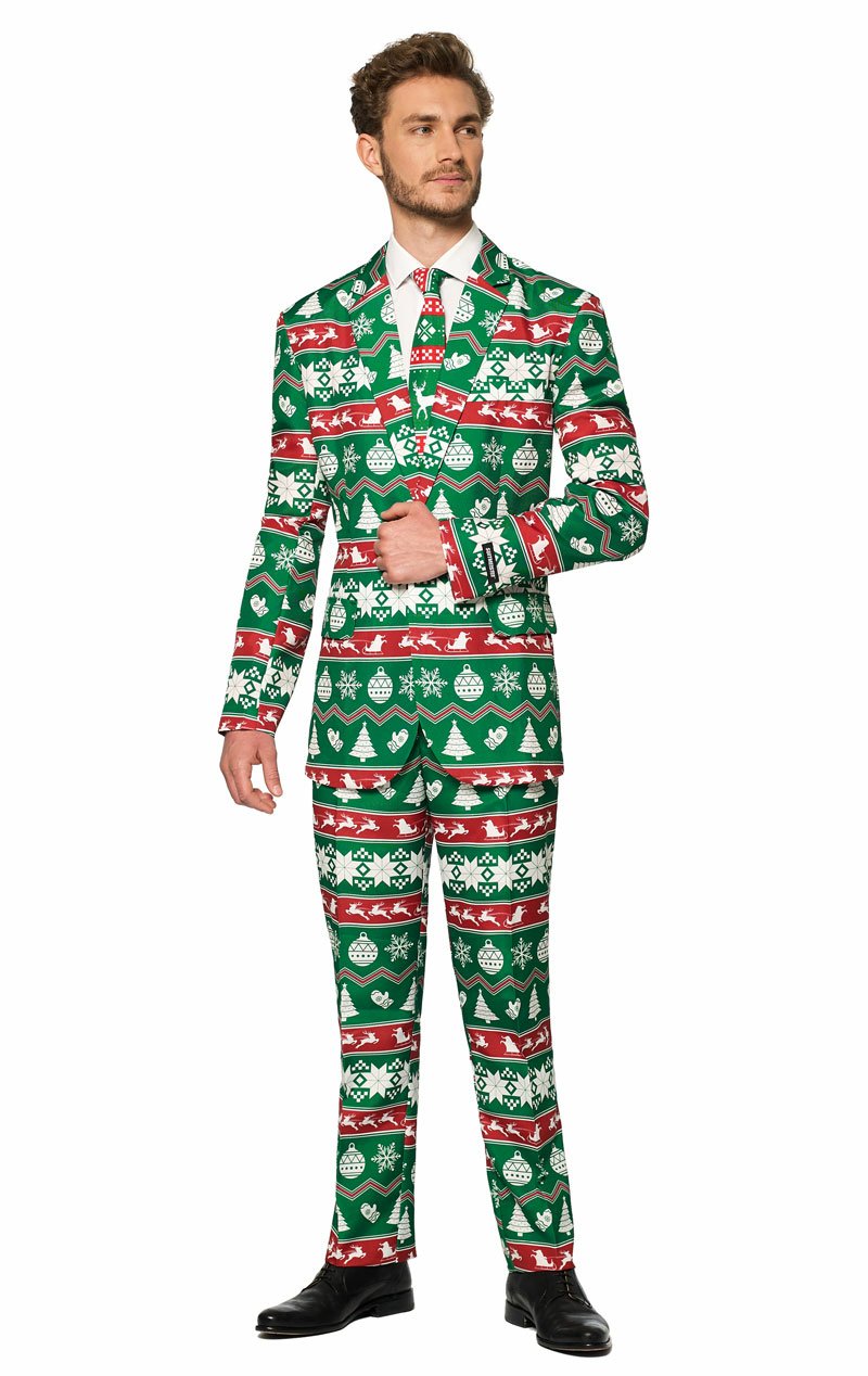 Mens SuitMeister Green Nordic Christmas Suit - Simply Fancy Dress