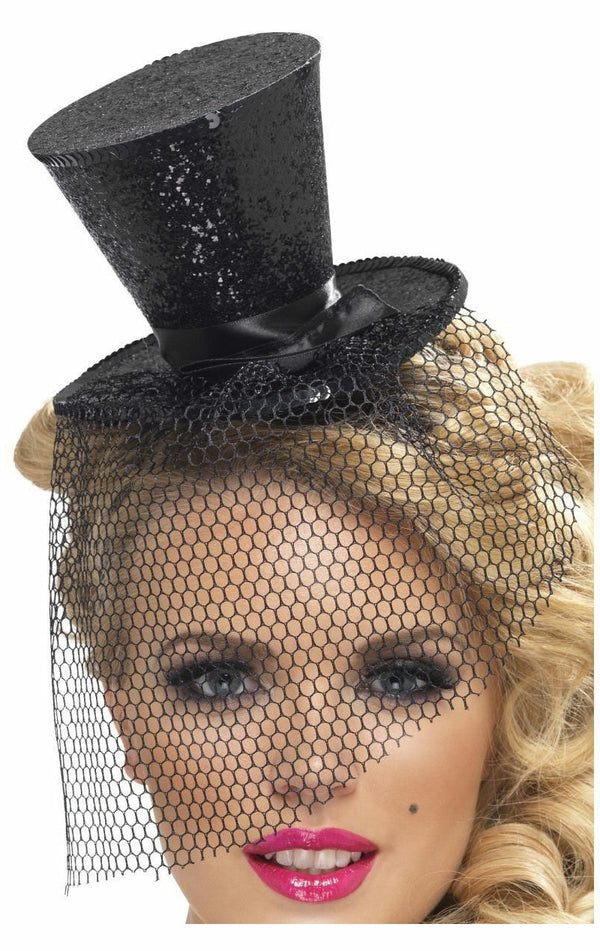 Mini Top Hat (Black Glitter) - Simply Fancy Dress