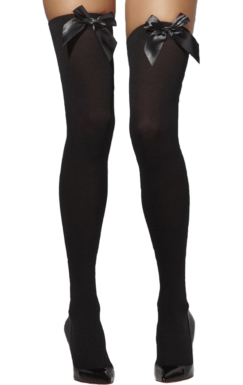 Opaque Hold-Ups (Black) - Simply Fancy Dress