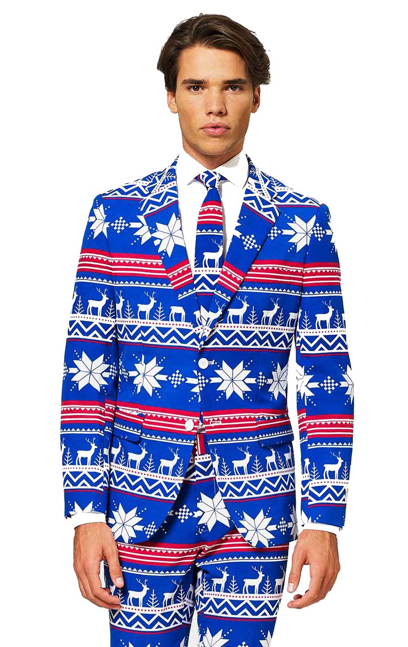 OppoSuits Mens Rudolph Print Christmas Suit - Simply Fancy Dress