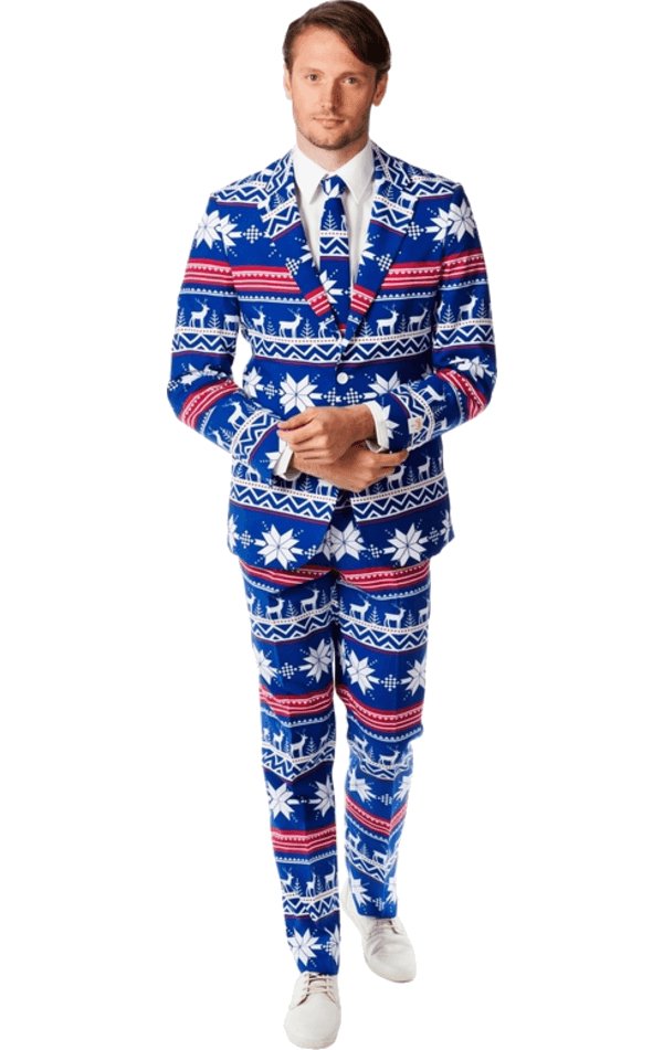 OppoSuits Mens Rudolph Print Christmas Suit - Simply Fancy Dress