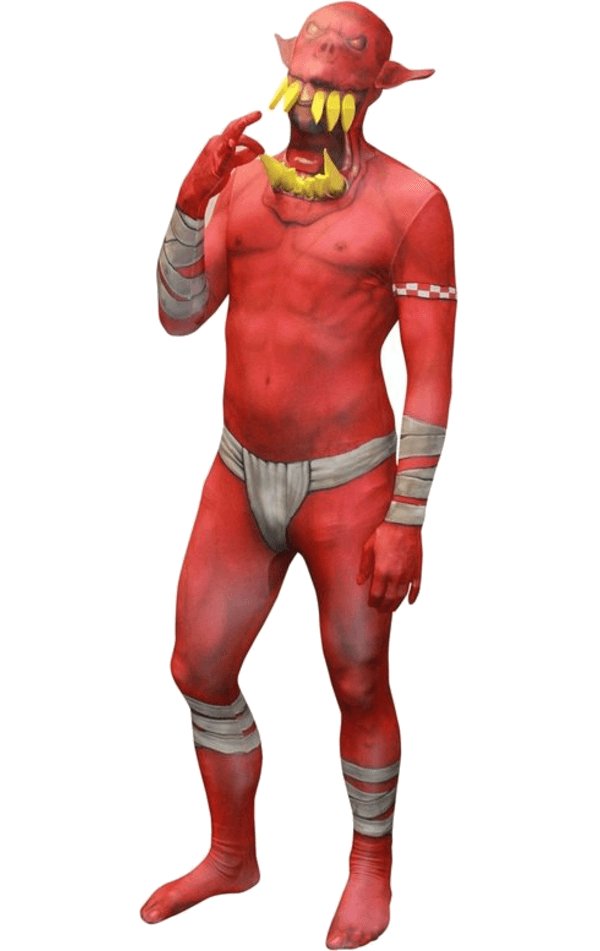 Orc Jaw Dropper Red Morphsuit - Simply Fancy Dress