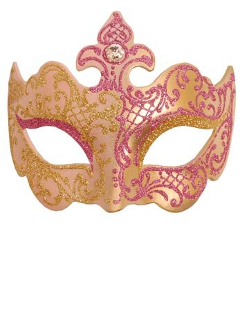 Pink/Gold Masquerade Mask - Simply Fancy Dress