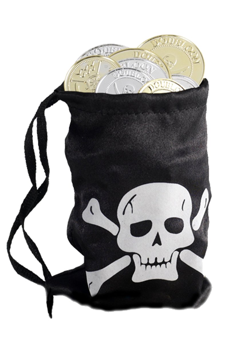 Pirate Coin Bag With Coins - Simply Fancy Dress