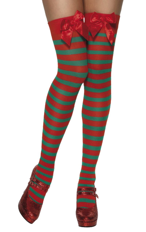 Red & Green Striped Elf Stockings - Simply Fancy Dress