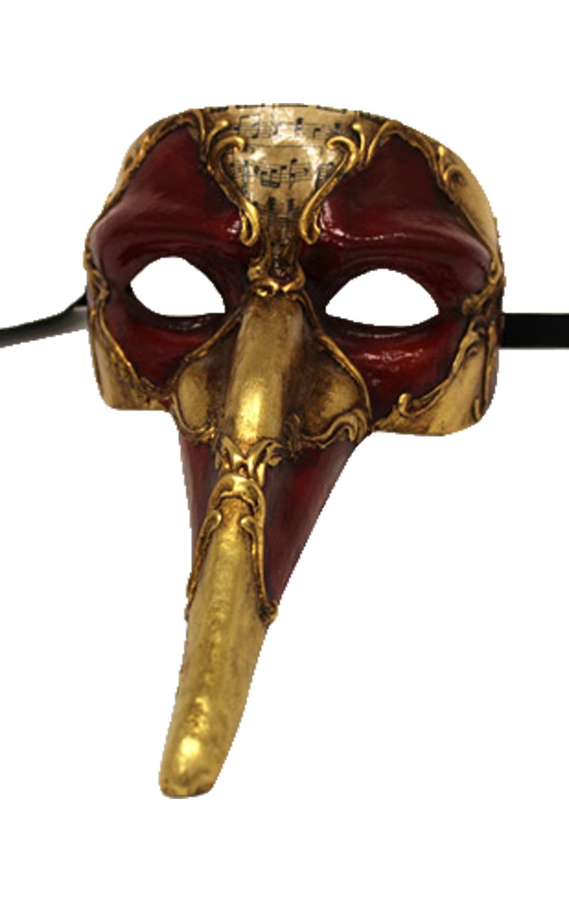 Red Long Nose Masquerade Mask - Simply Fancy Dress