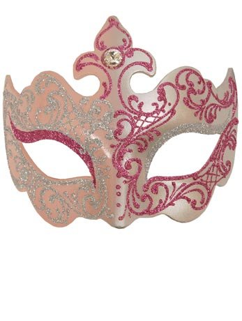 Silver/Pink Masquerade Mask - Simply Fancy Dress