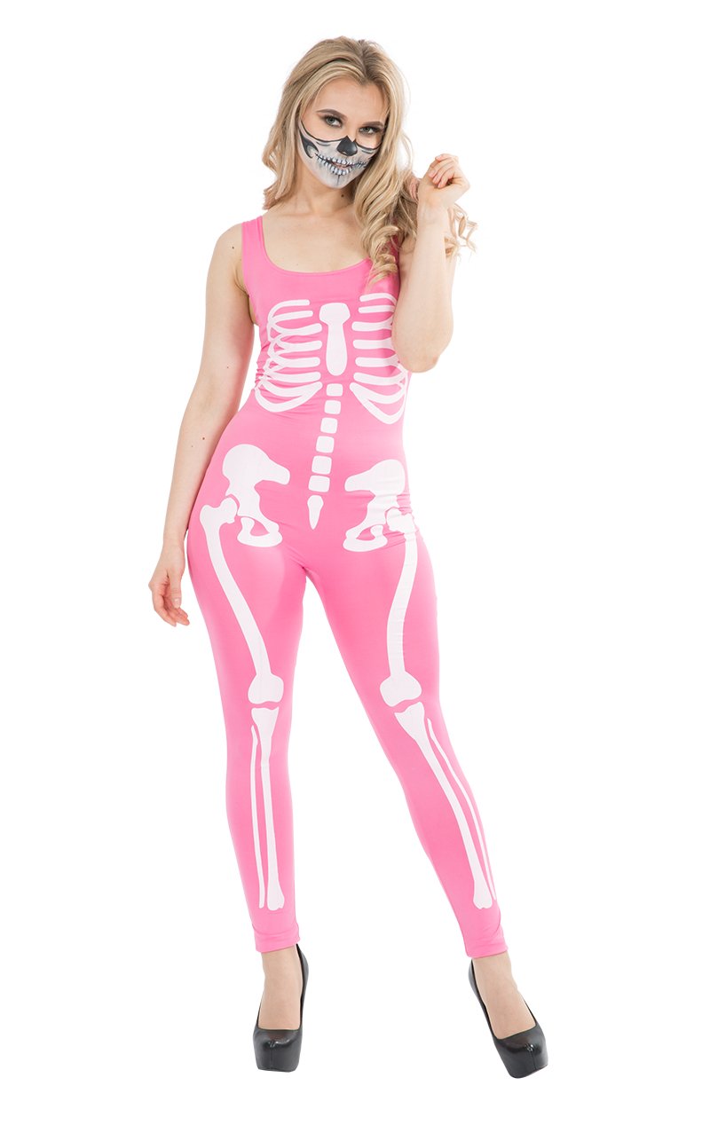 Skeleton Jumpsuit (Pink) - Simply Fancy Dress