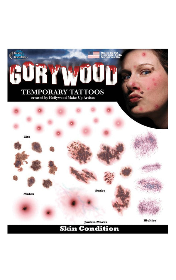 Skin Condition Gorywood Temporary Tattoos - Simply Fancy Dress