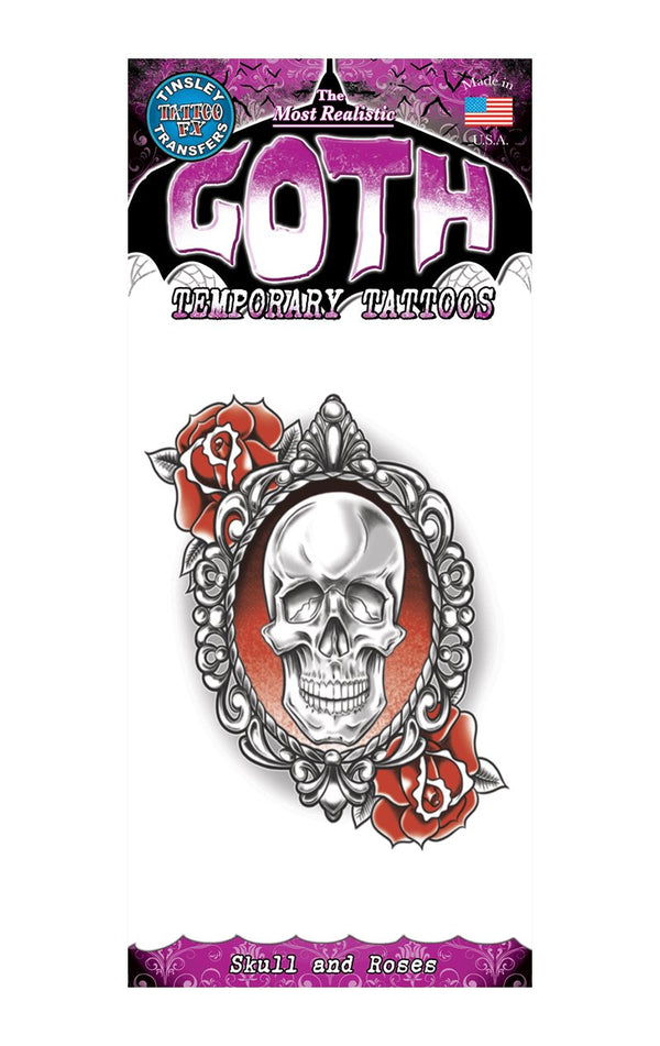 Skull and Roses Goth Tattoo Accessory - Simply Fancy Dress