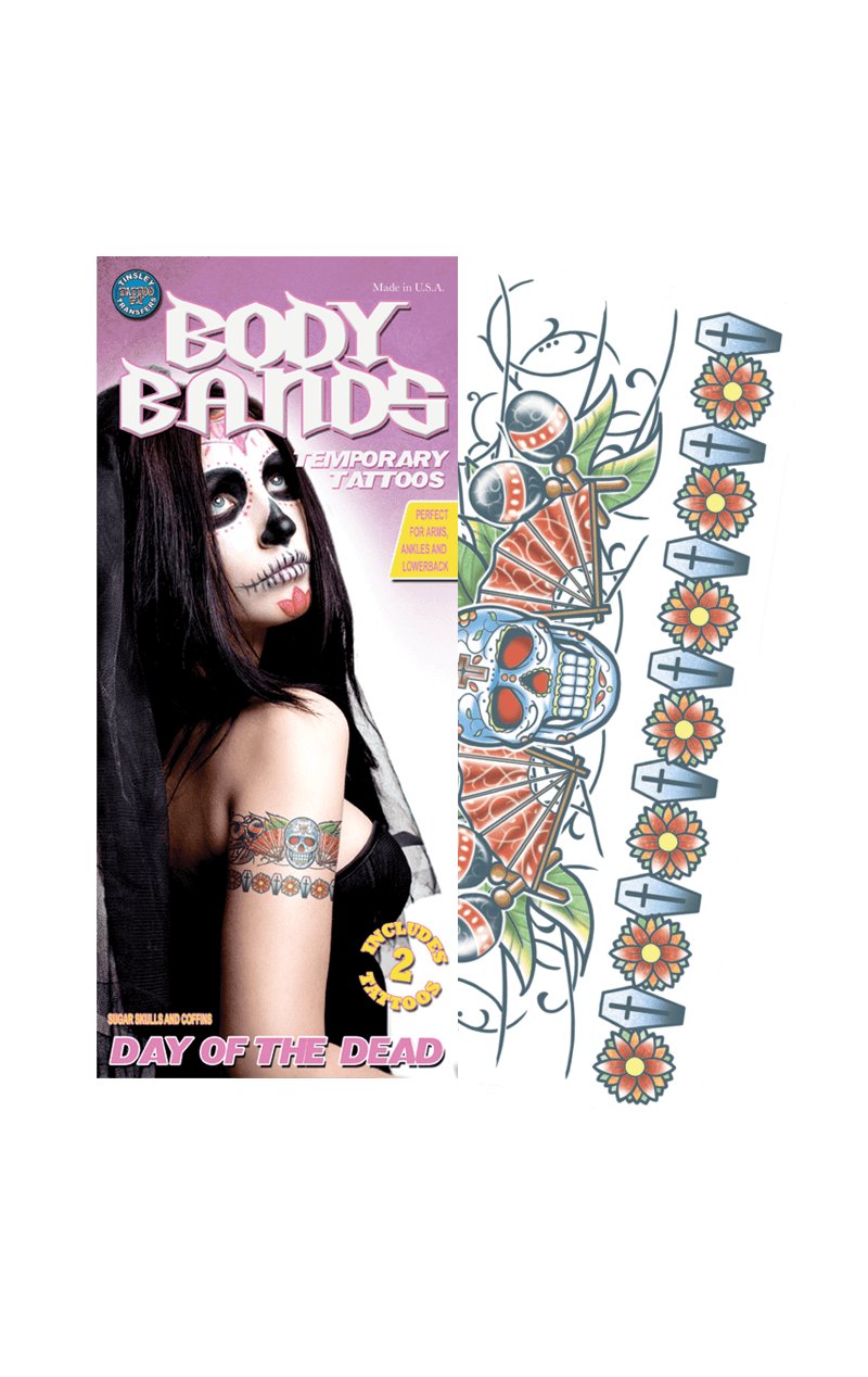 Skull Body Band Temporary Tattoo - Simply Fancy Dress