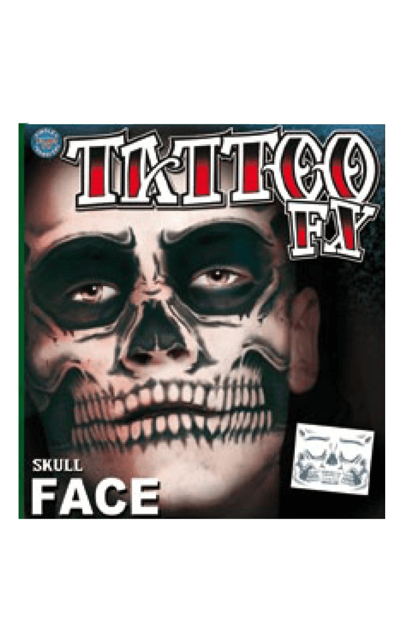 Skull Face Temp Tattoo - Simply Fancy Dress