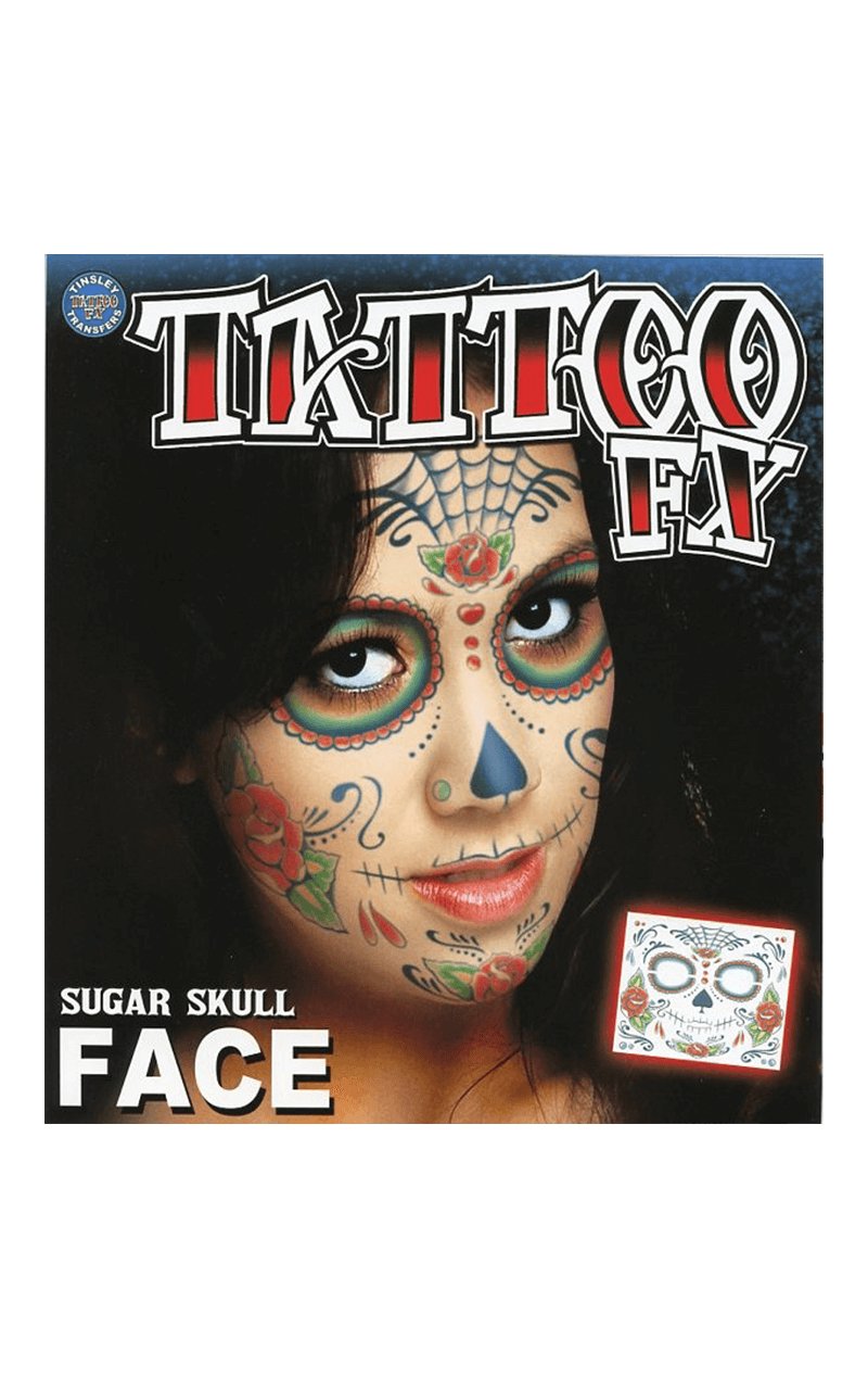 Sugar Skull Face Tattoo - Simply Fancy Dress