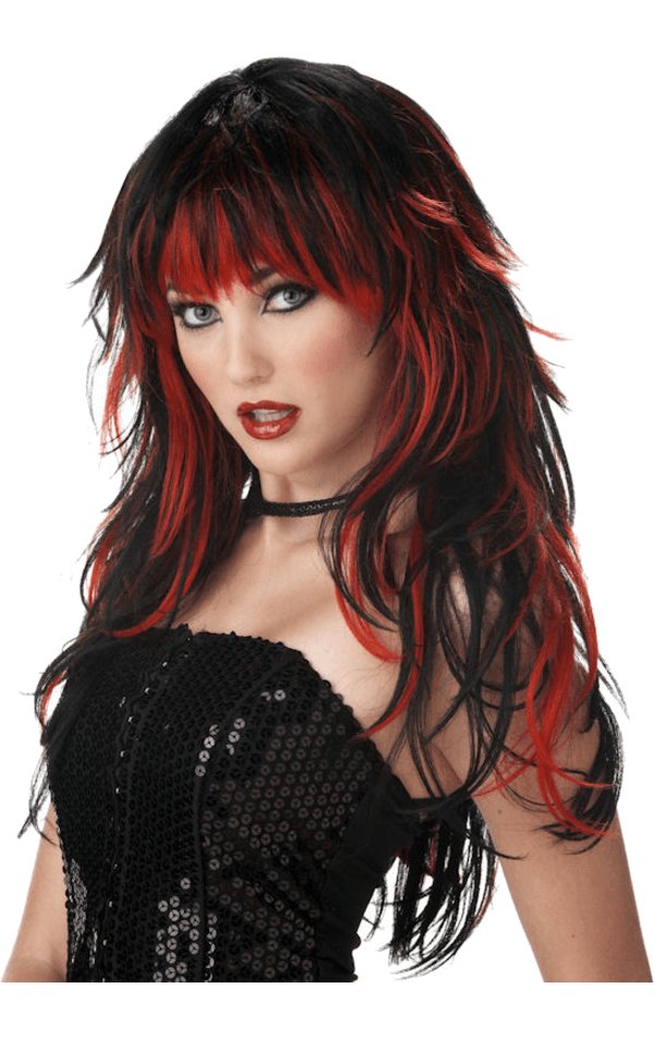 Tempting Layered Black & Red Wig - Simply Fancy Dress