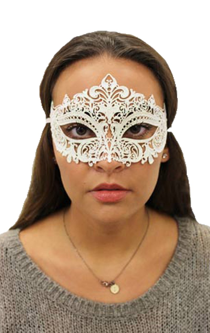 White Glitter Metal Mask - Simply Fancy Dress