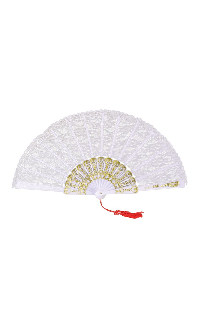 White Lace Fan Accessory - Simply Fancy Dress