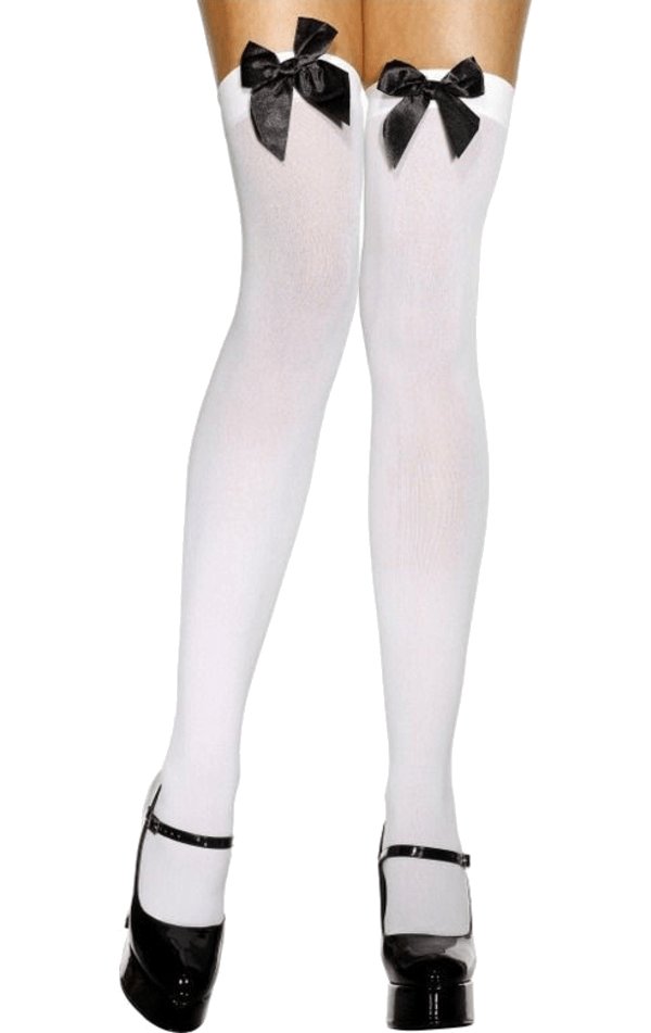 White Stockings with Black Bow - Simply Fancy Dress