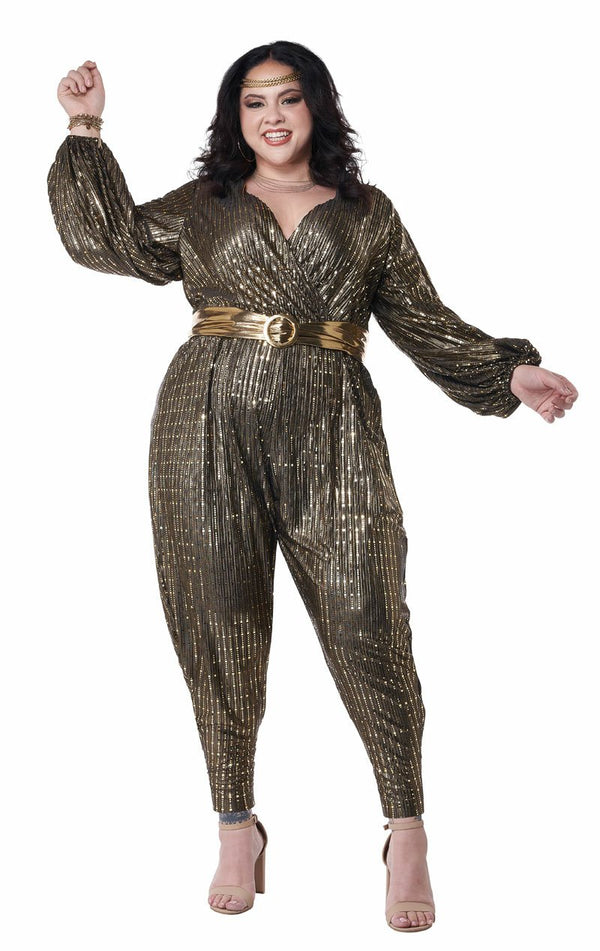 Womens Gold Disco Queen Plus Size Costume - Simply Fancy Dress