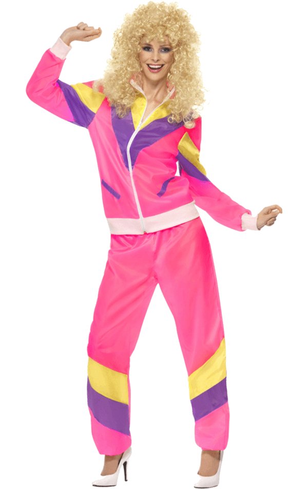 Womens Pink 80s Shell Suit Costume - Simply Fancy Dress
