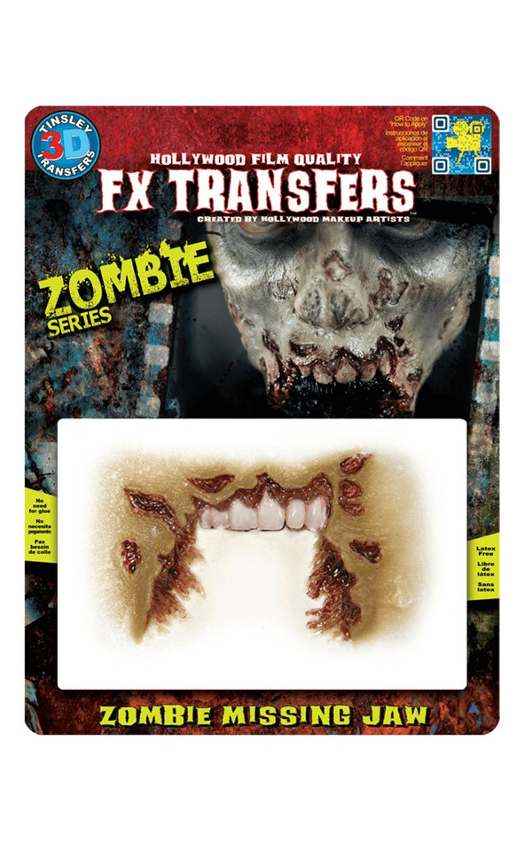 Zombie Missing Jaw FX Transfer - Simply Fancy Dress